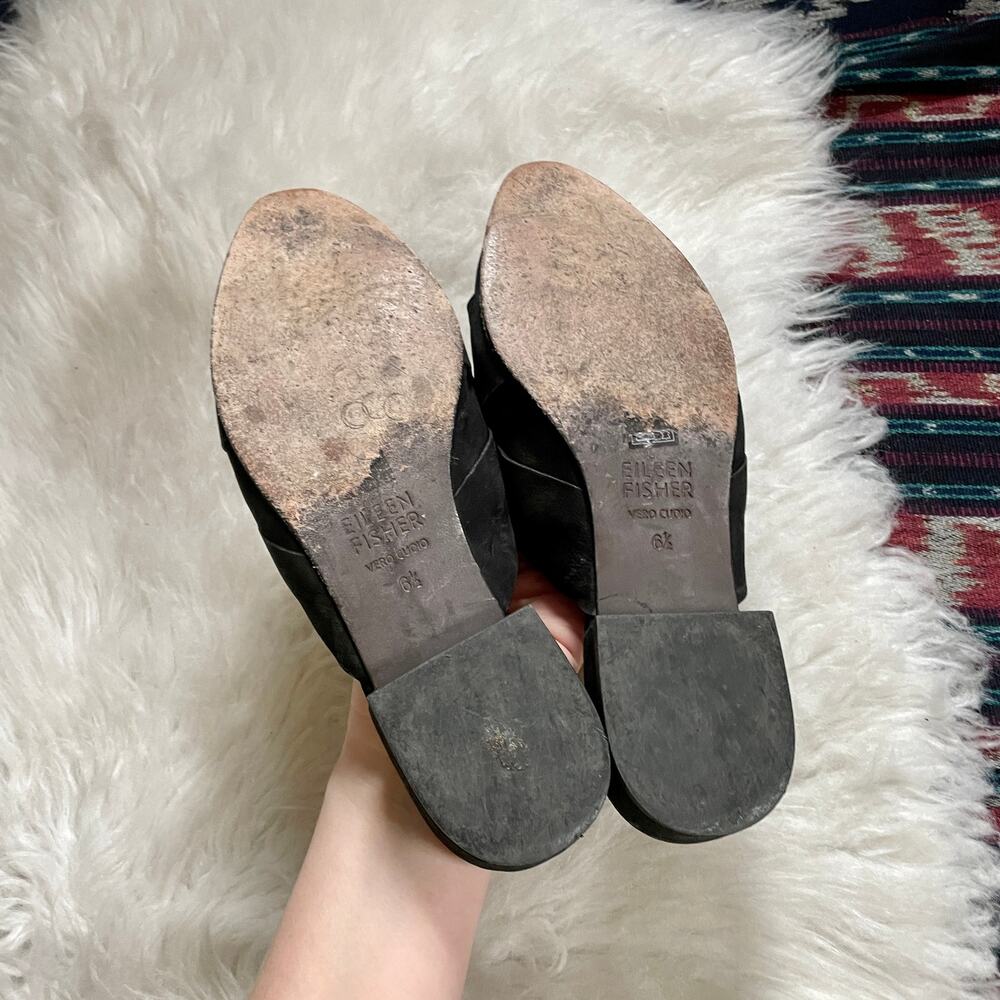 Eileen Fisher Bauer Mules Black Suede Slip On Pointed Closed Toe sz 6.5 - Picture 4 of 6